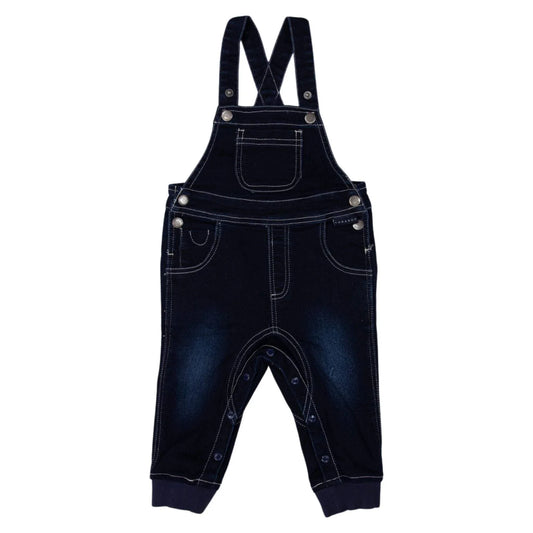 Denim Knit Overalls - Dark Denim