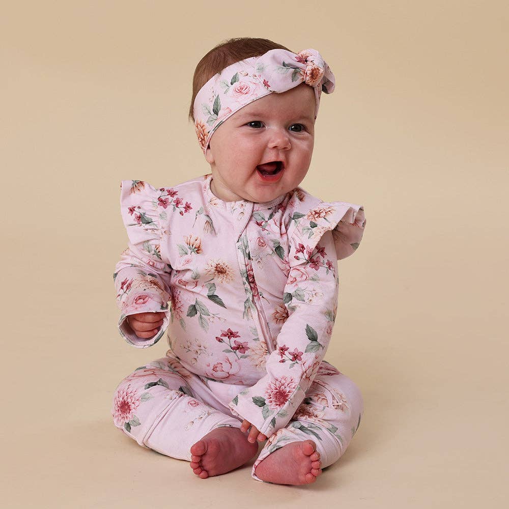 Birds & Blooms Organic Snugglesuit Convertible Romper with Frill