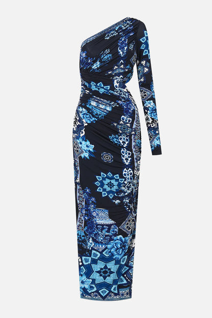 One Shoulder Jersey Cut Out Dress - A Tiled Wonderland