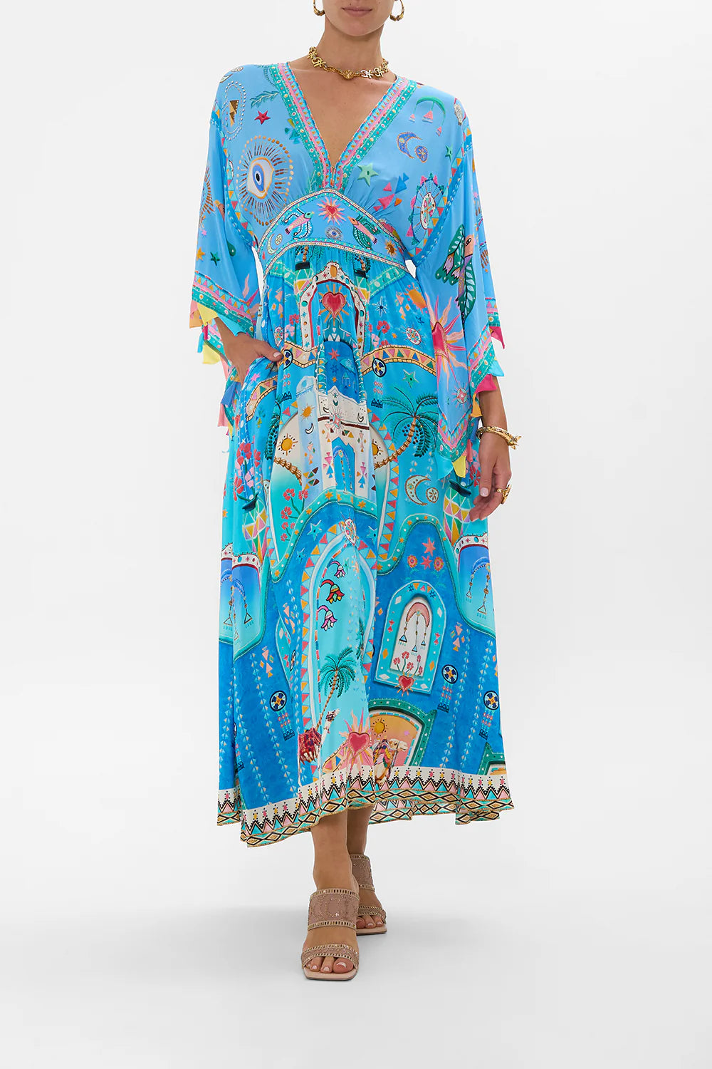 A Painted Village Waisted Dress Waisted Dress With Kimono Sleeve