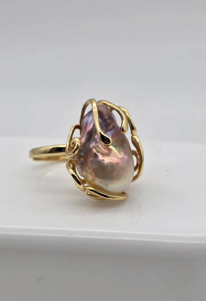 Amara Ring - 18K Gold with Freshwater Baroque Pearl