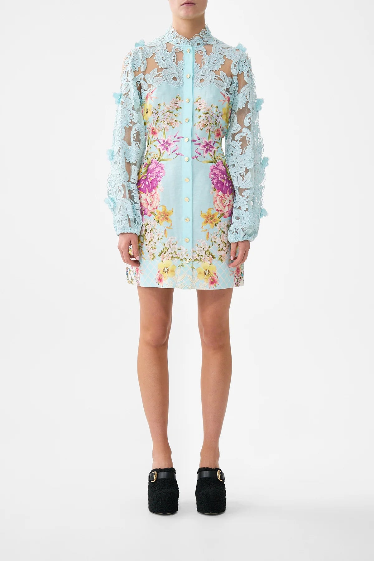 Lace Sleeve Mini Dress Bazaar Blooms