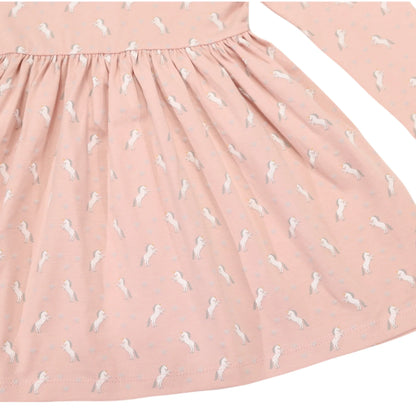 Unicorn Cotton Dress - Dusty Pink
