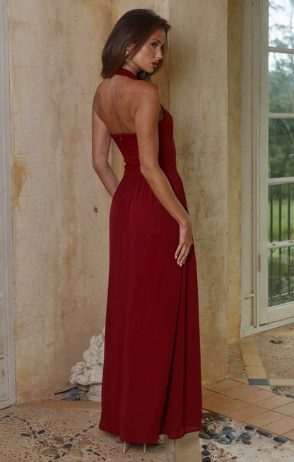 Abigail Square Neck Maxi Dress - Cherry