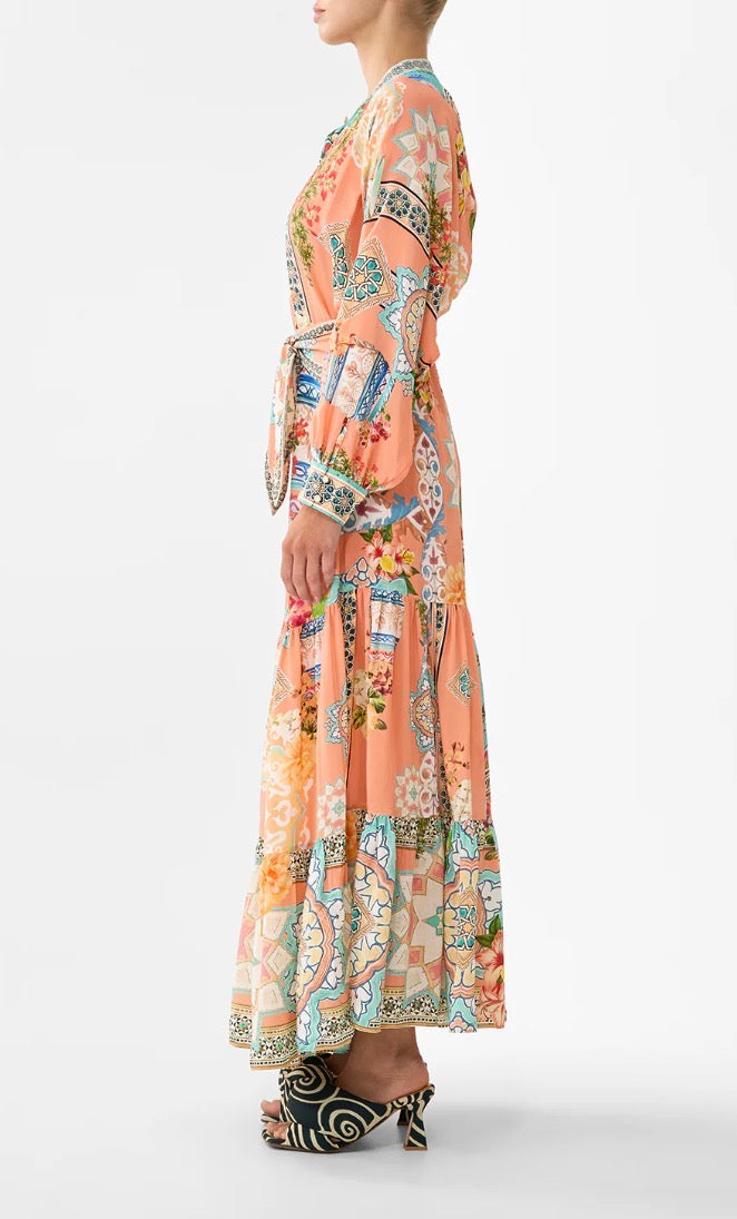 Tiered Shirtdress With Wide Waist Tie - Meet Me in Mallorca