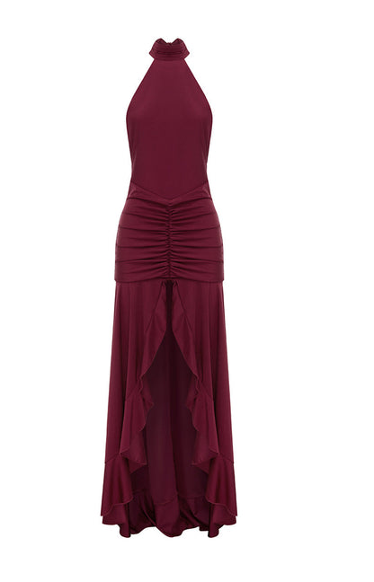 Zelma High Neck Maxi Dress - Wine