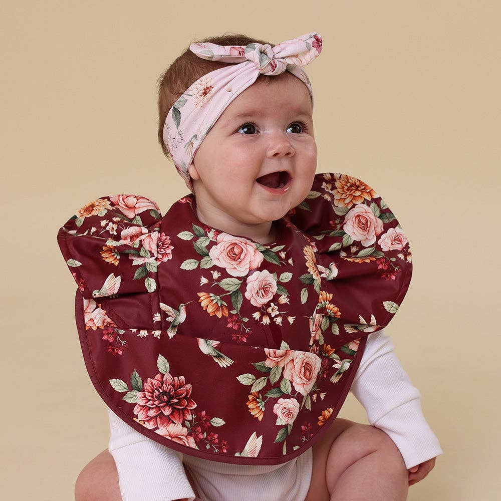 Floral Flutter Frill Snuggle Bib