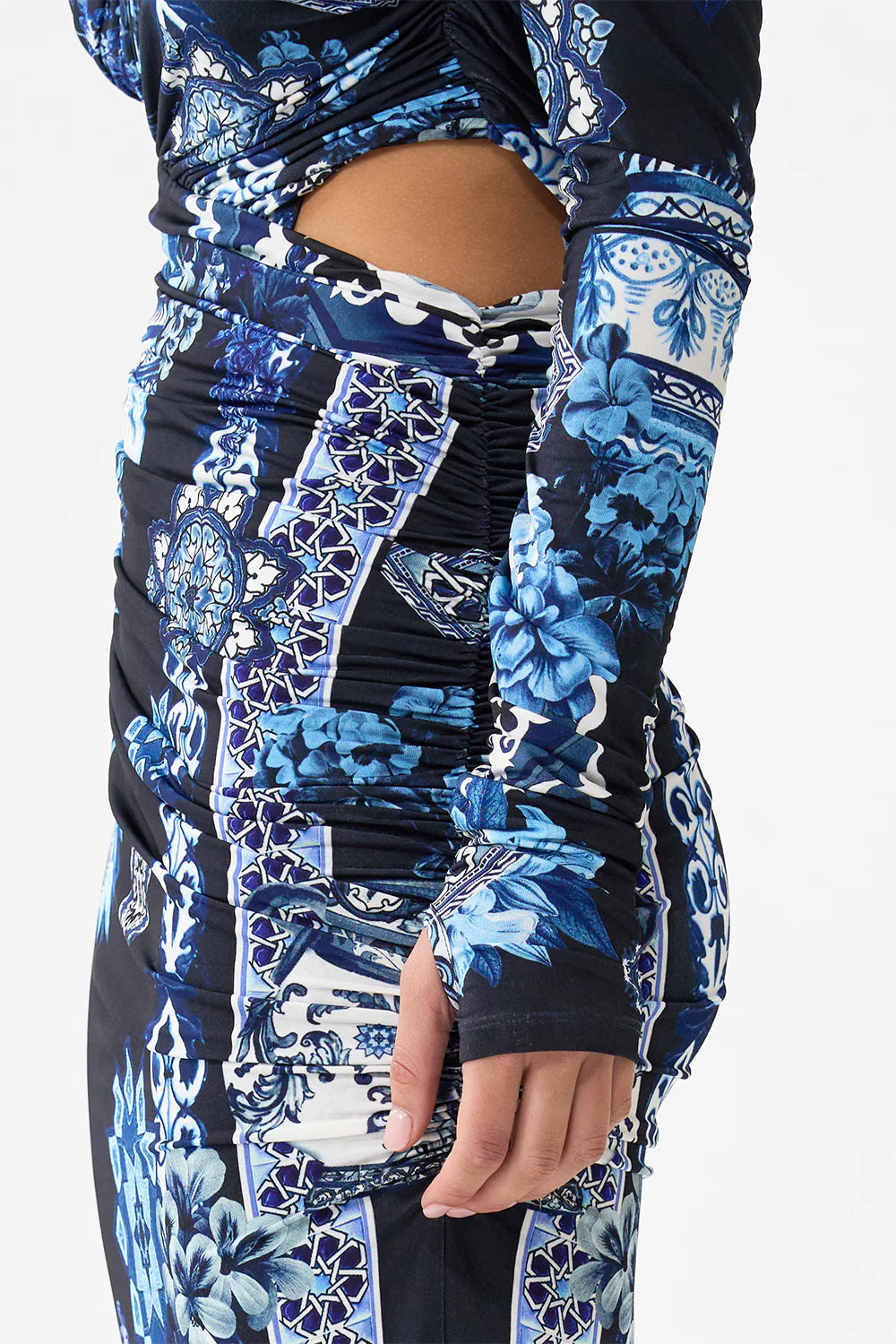 One Shoulder Jersey Cut Out Dress - A Tiled Wonderland