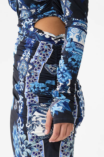 One Shoulder Jersey Cut Out Dress - A Tiled Wonderland