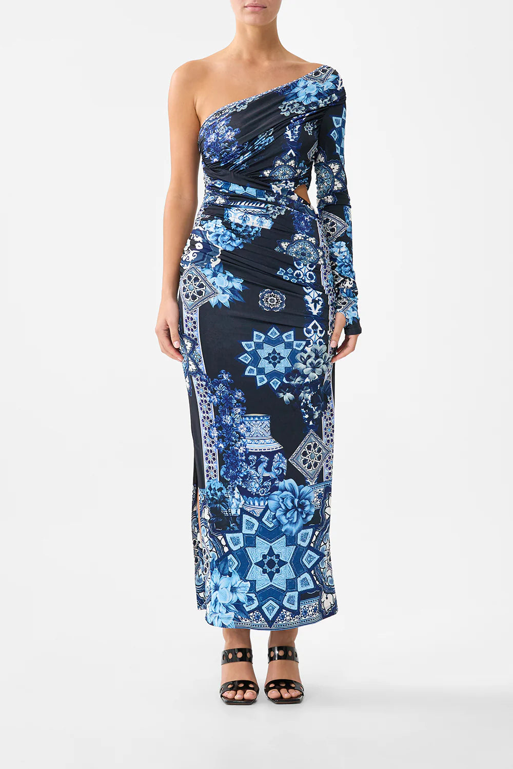 One Shoulder Jersey Cut Out Dress - A Tiled Wonderland