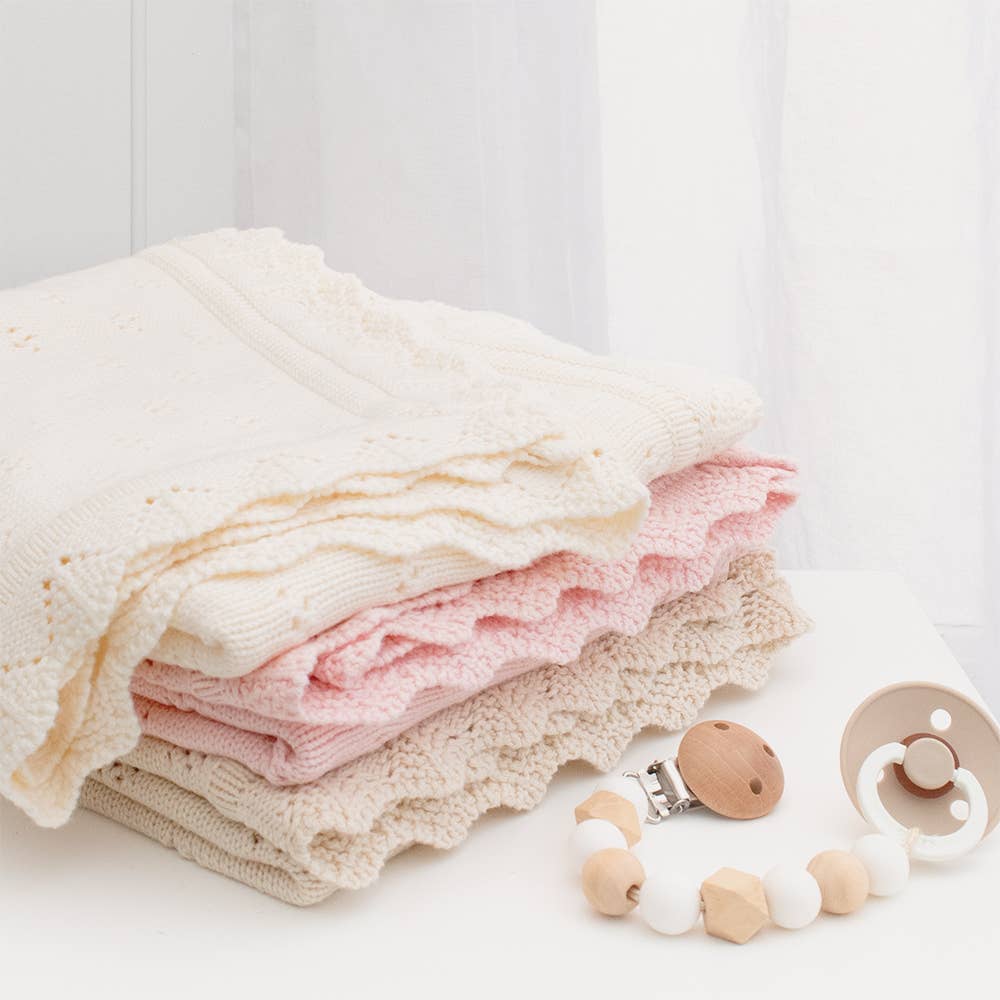 Bamboo/Cotton Heirloom Baby Blanket: Sand