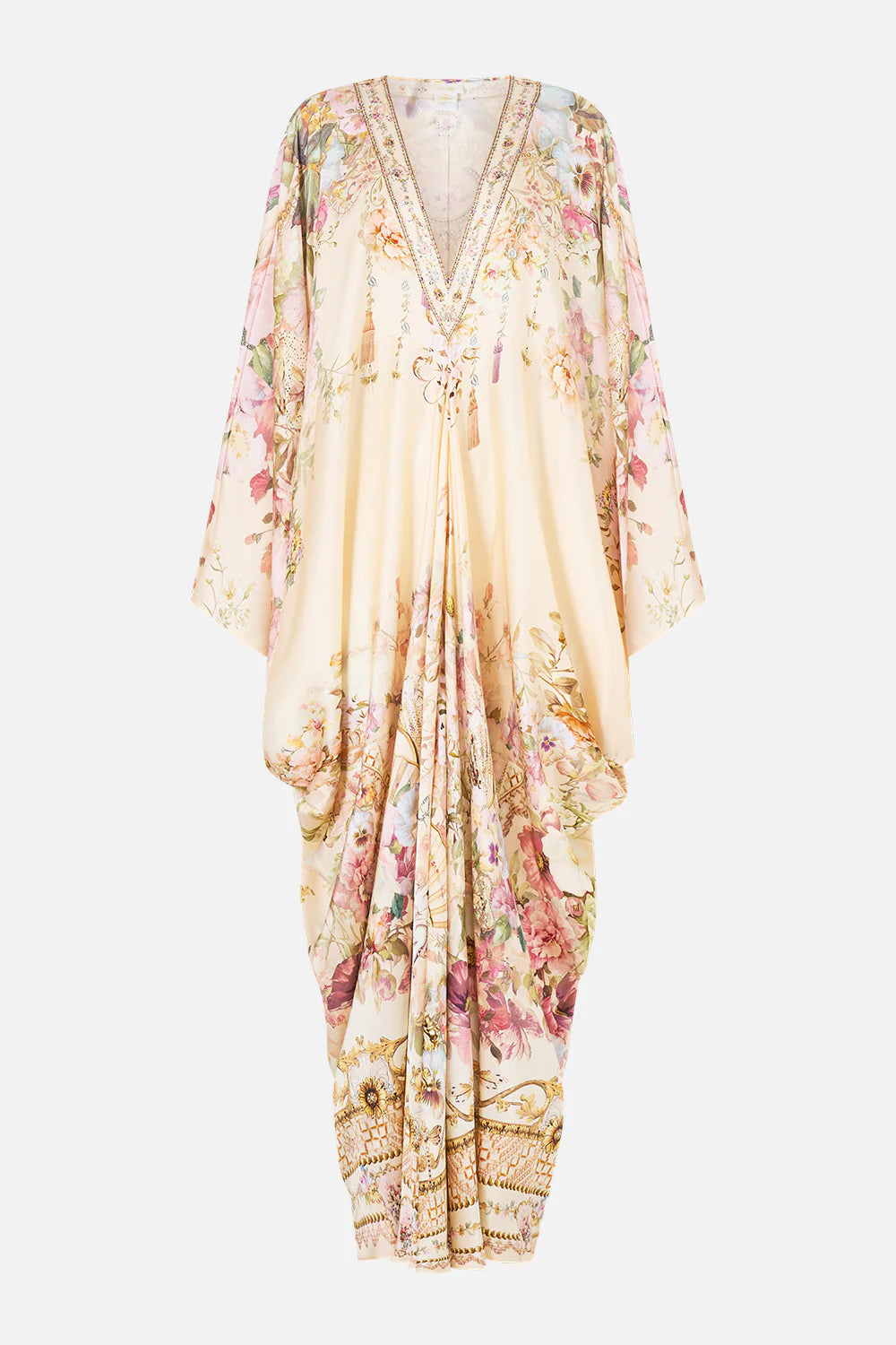 T Shaped Long Kaftan - Adorned in Aranjuez