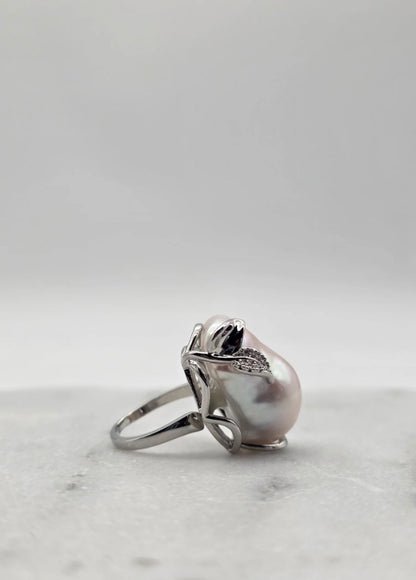 Jaspen Ring - Silver with Freshwater Baroque Pearl