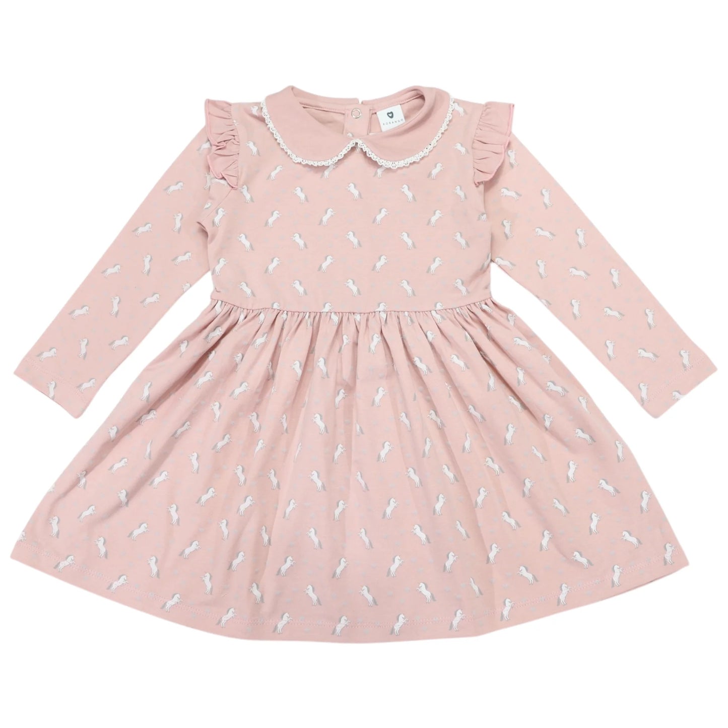 Unicorn Cotton Dress - Dusty Pink