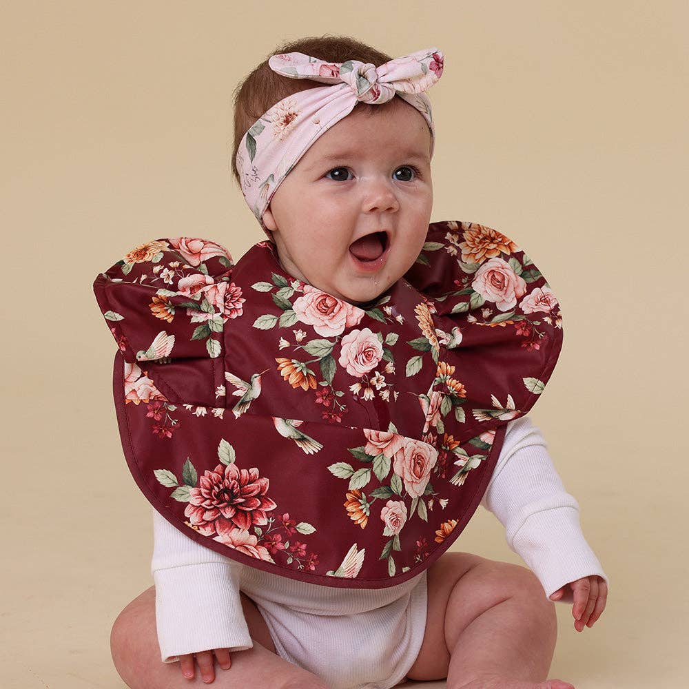 Floral Flutter Frill Snuggle Bib