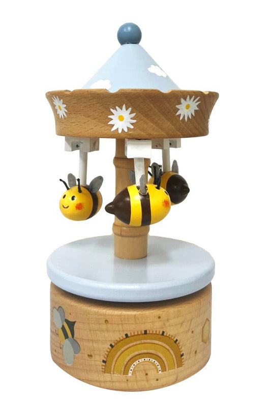 Wooden Wind Up Bee Carousel