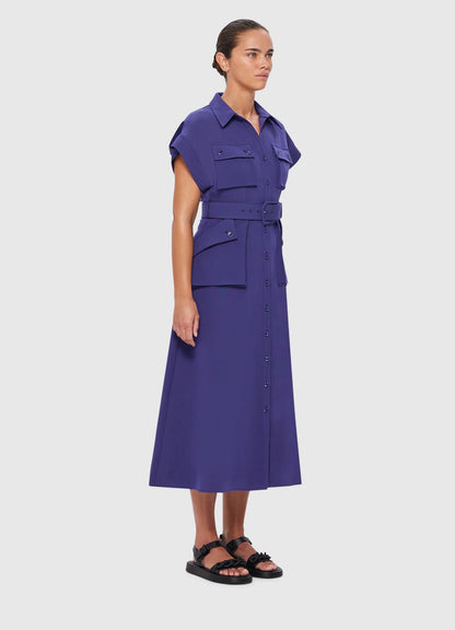 Audrey Pocket Shirt Midi Dress - Hyacinth