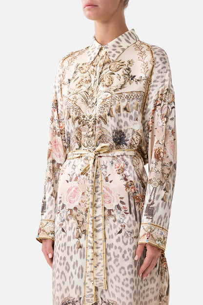 Shirt Dress With Back Button Detail - Aranjuez Animalia