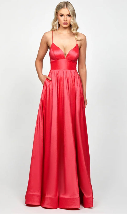 Lola Strappy Back Gown - Lipstick