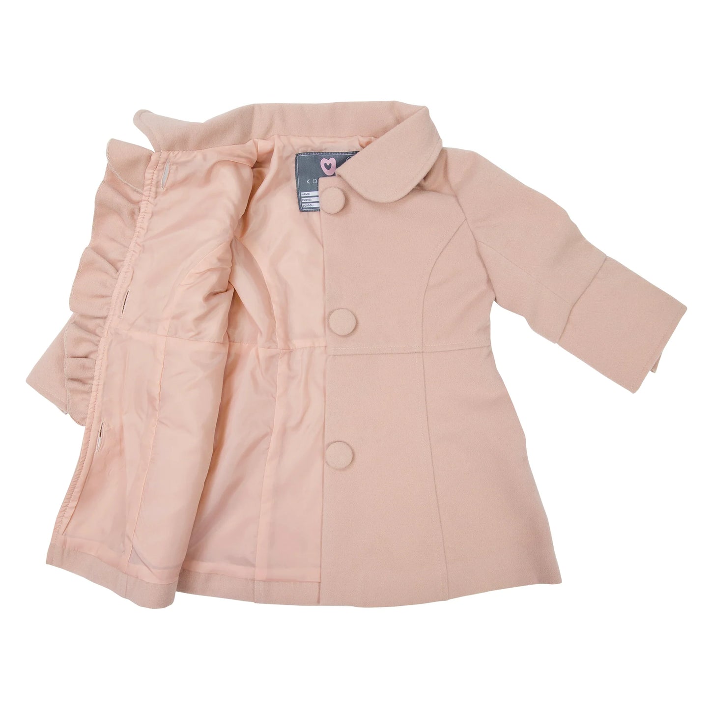 Frilled Collared Overcoat Faux Wool - Dusty Pink