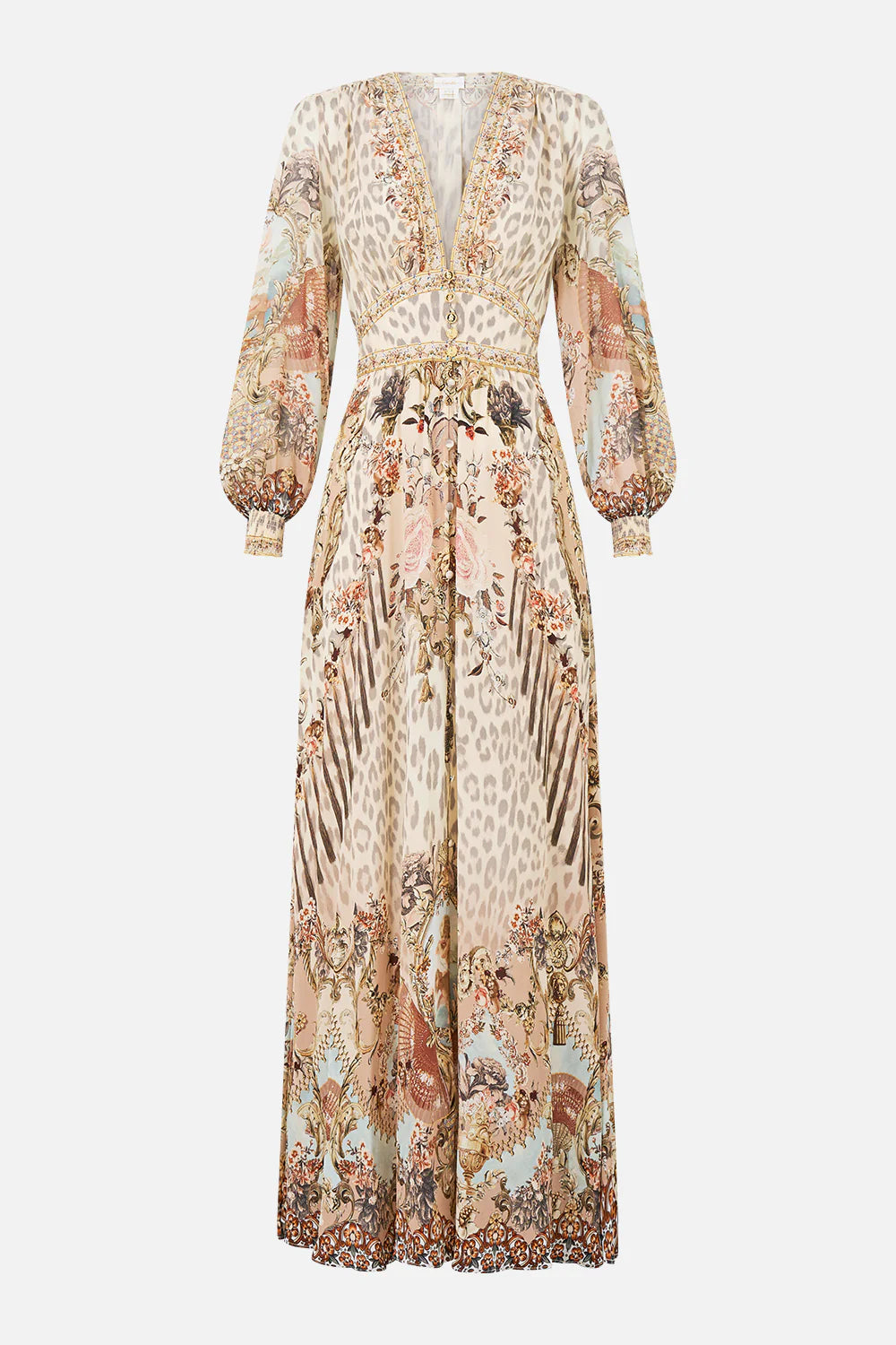 Button Dress With Shaped Waistband - Aranjuez Animalia