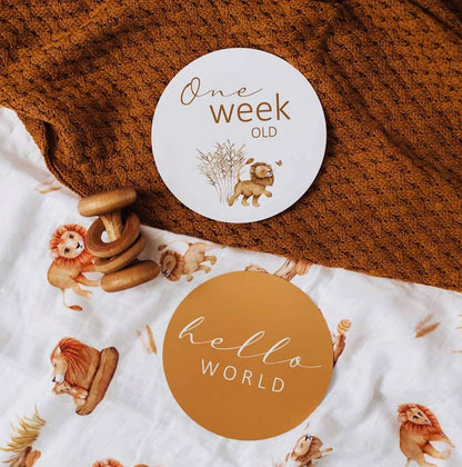 Lion & Sunrise Gold Reversible Milestone Cards