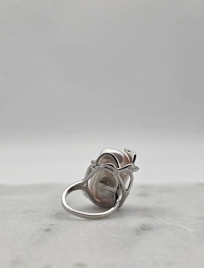 Jaspen Ring - Silver with Freshwater Baroque Pearl