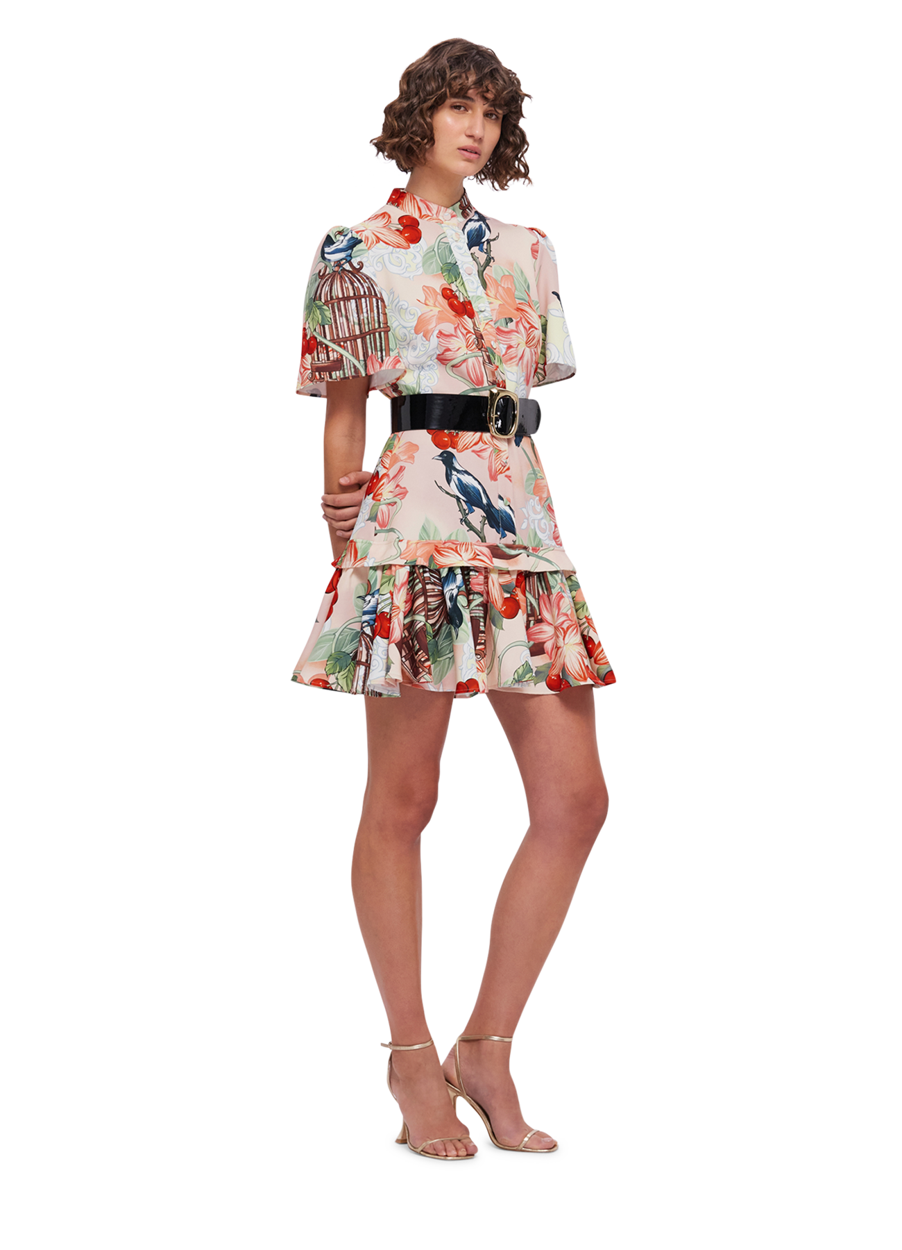 Beatrice Short Sleeve Mini Dress - Azalea Print in Fortune