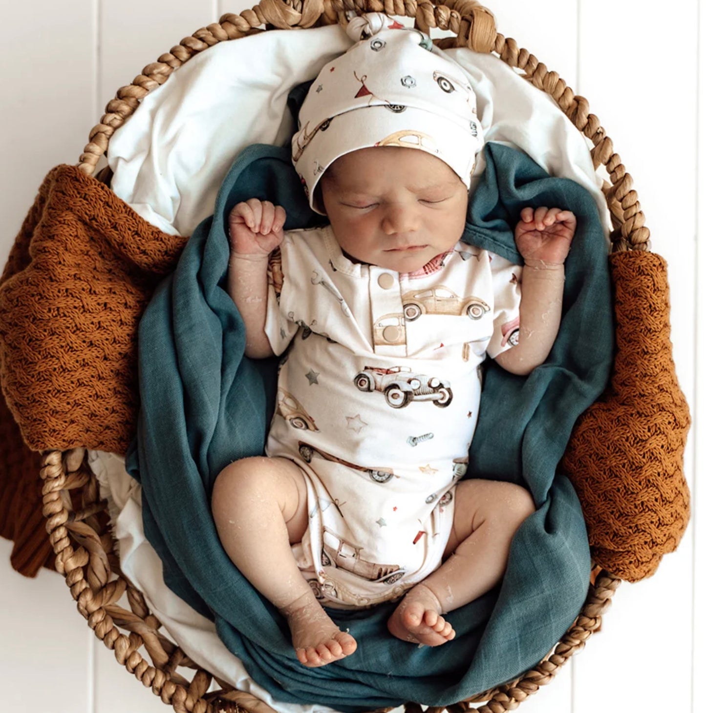 Vintage Cars Short Sleeve Organic Bodysuit