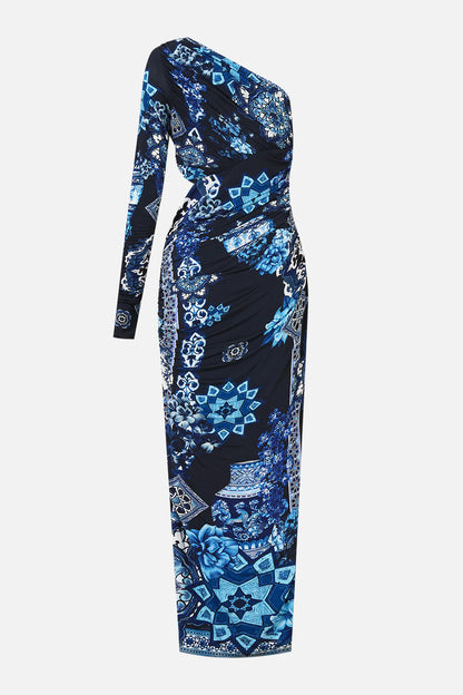 One Shoulder Jersey Cut Out Dress - A Tiled Wonderland