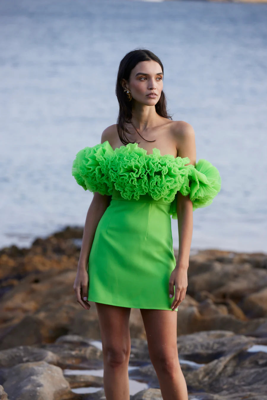 Sorrento Mini Dress - Fluroescente Verde