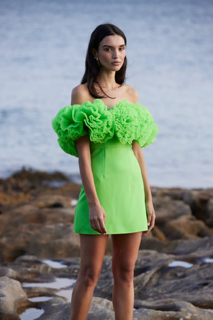 Sorrento Mini Dress - Fluroescente Verde