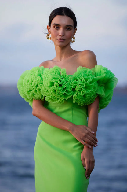 Sonya moda Sorrento Gown - Fluroescente Verde Green