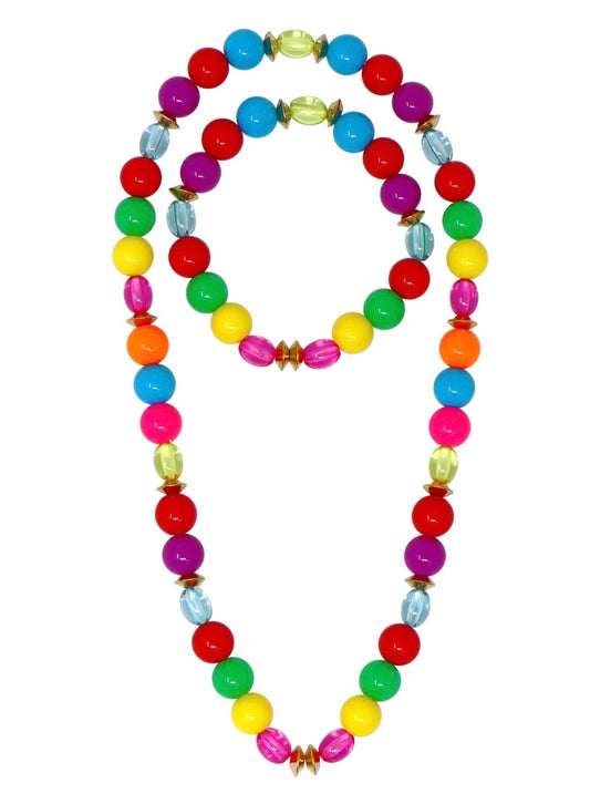 Rainbow Beaded Necklace/ Bracelet Set