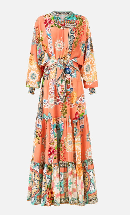 Tiered Shirtdress With Wide Waist Tie - Meet Me in Mallorca