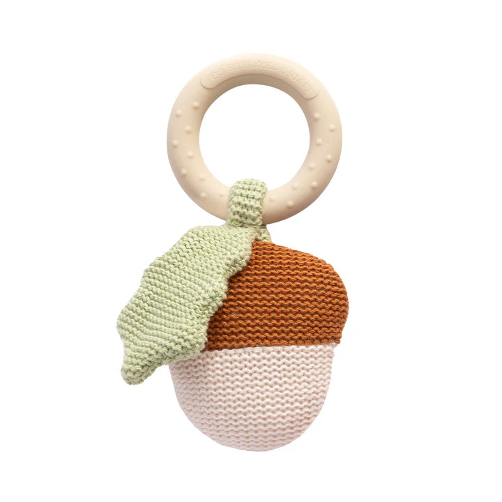 Teething Ring Rattle - Acorn
