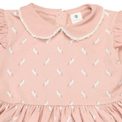 Unicorn Cotton Dress - Dusty Pink