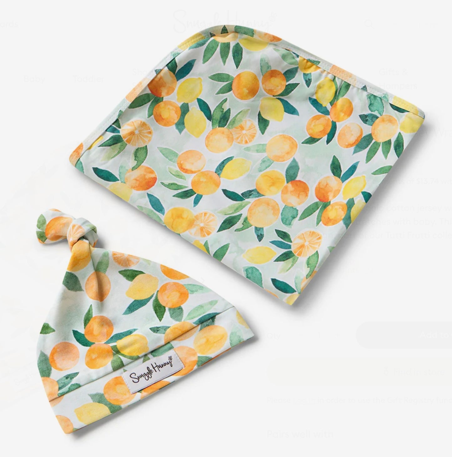 Citrus Squeeze Organic Stretch Cotton Baby Wrap Set