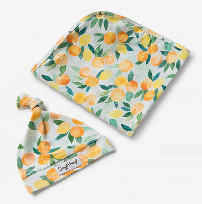 Citrus Squeeze Organic Stretch Cotton Baby Wrap Set