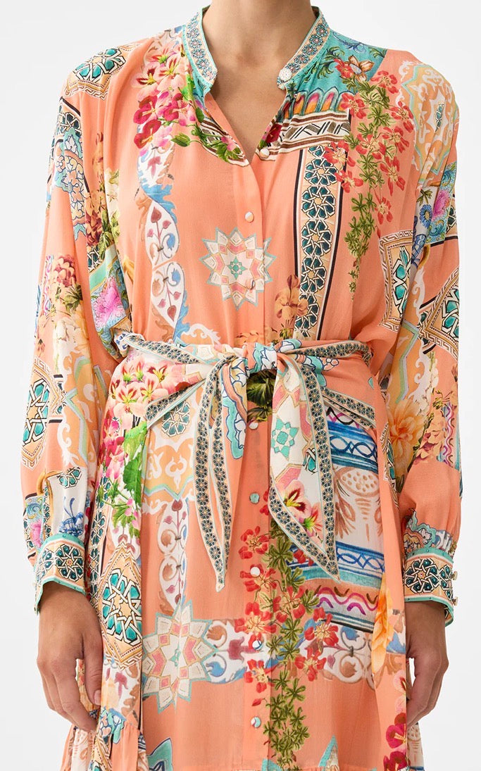 Tiered Shirtdress With Wide Waist Tie - Meet Me in Mallorca