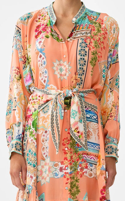 Tiered Shirtdress With Wide Waist Tie - Meet Me in Mallorca