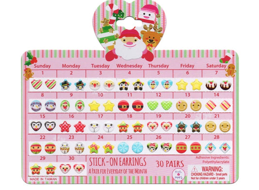 30 Day Christmas Stick On Earrings
