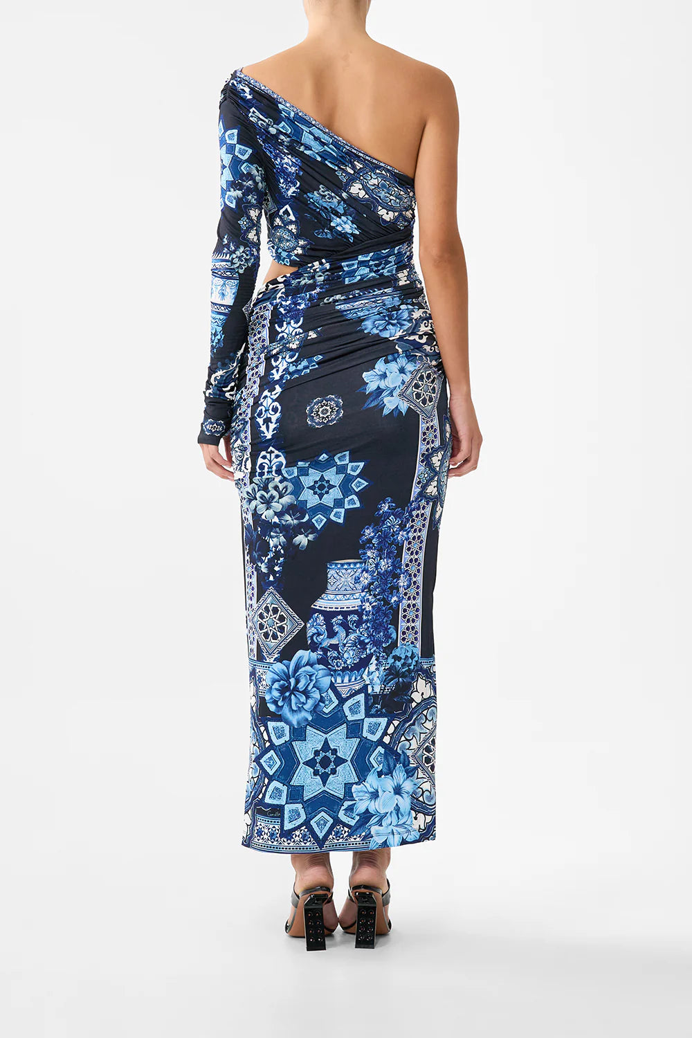 One Shoulder Jersey Cut Out Dress - A Tiled Wonderland