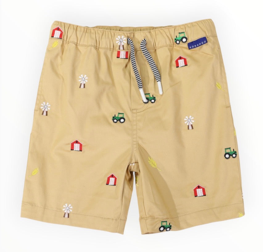 Farmyard Embroidered Short - Sand