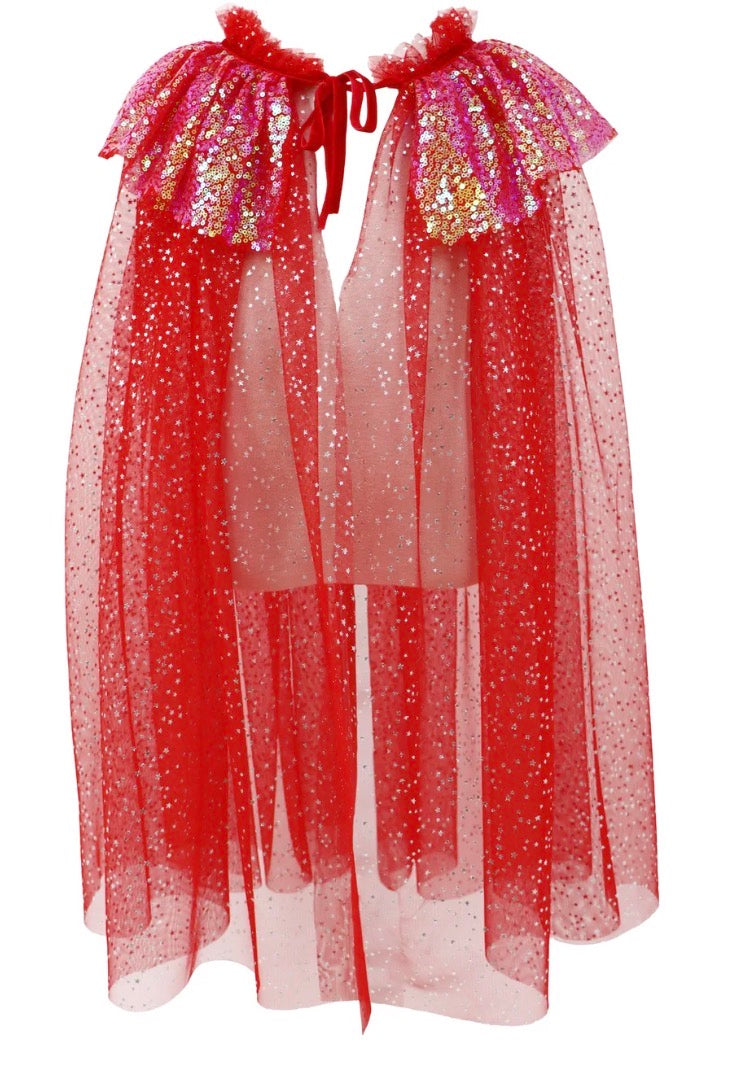 Twinkling Sequin Trim Cape