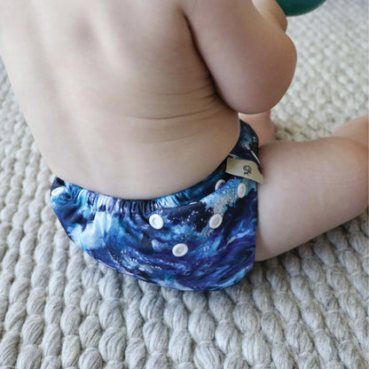 Side Snapping Cloth Nappy - Western Waters Print