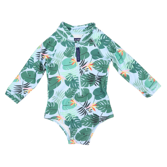 Fern Long Sleeve UPF50 Swimsuit - Blue 9-12M