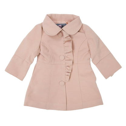 Frilled Collared Overcoat Faux Wool - Dusty Pink