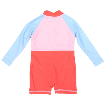 Contrast Long Sleeve UPF50 Sunsuit - Pink