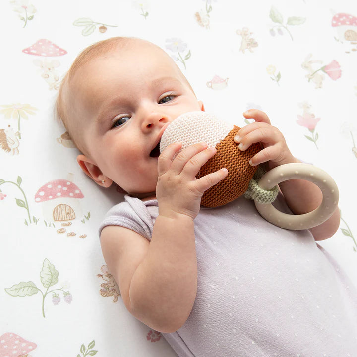 Teething Ring Rattle - Acorn